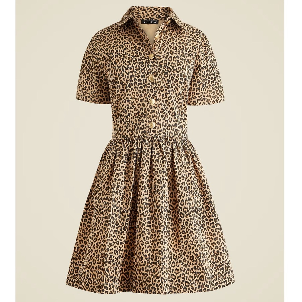 J. Crew A-line shirt-dress in leopard chino women’s size 16